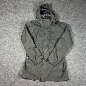 REI Elements Rain Jacket Womens Small Black Waterproof Hooded Parka Coat